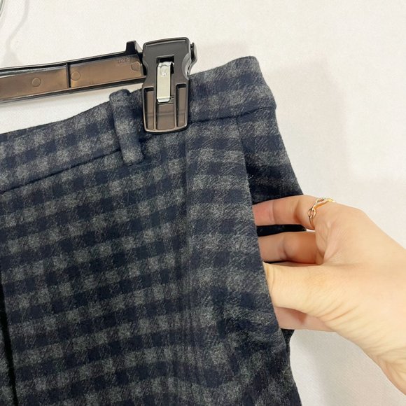 Theory Treeca Gingham Knit Dress Pants Gray & Navy Blue Plaid - Women's Size 8 - Picture 3 of 9